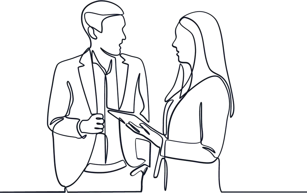 Two business professionals shaking hands in a modern office setting.
